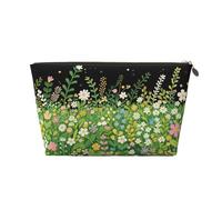 Zelinge Portable Makeup Bag Portable Travel Toiletry Bag Small Cosmetic Organizer Pouch, Flower Field Green-1, One Size