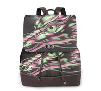 Zelinge PU Leather Backpack Purse For Women Casual Travel Bag Backpacks PU Leather Rucksack, Green Neon Dragon Galaxy, One Size, Travel Backpacks