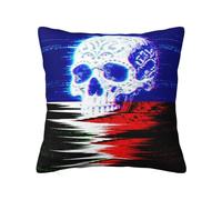 Zelinge Sugar Skull Blue Red Decorative Throw Pillow Covers 12x12 Inch Soft Square Cushion Pillowcase Square Pillow Cover for Sofa Bedroom Home Decor