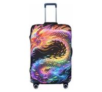 Zelinge Travel Luggage Cover Elastic Suitcase Covers, Neon Dragon Colorful Fish, for 25-28 Inch Luggages L
