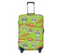 Zelinge Travel Luggage Cover Travel Suitcase Cover Protector Scratch-Resistant Covers, Sugar Skulls Hats Green, for 22-24 Inch Luggages M
