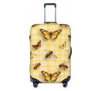 Zelinge Travel Luggage Cover Travel Suitcase Protector Anti Scratch Covers, Yellow Plaid Butterfly, for 22-24 Inch Luggages M
