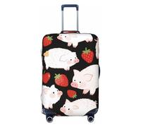 Zelinge Travel Luggage Cover Travel Suitcase Protector Scratch-Resistant Covers, Cute Pigs Strawberry Dark, for 22-24 Inch Luggages M