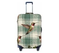 Zelinge Travel Luggage Cover Travel Suitcase Protector Scratch-Resistant Covers, Green Plaid Hummingbird, for 25-28 Inch Luggages L