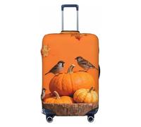 Zelinge Travel Luggage Cover Travel Suitcase Protector Scratch-Resistant Covers, Warm Autumn Bird Pumpkin Scene, for 22-24 Inch Luggages M