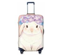 Zelinge Washable Luggage Cover Elastic Cover for Suitcase, Pastel Bunny With Crown, for 18-21 Inch Luggages S