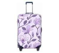 Zelinge Washable Luggage Cover Elastic Suitcase Cover Protector Scratch-Resistant Covers, Purple Floral Pattern, for 22-24 Inch Luggages M