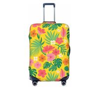 Zelinge Washable Luggage Cover Elastic Suitcase Cover Protector Scratch-Resistant Covers, Yellow Tropical Floral, for 25-28 Inch Luggages L