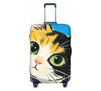 Zelinge Washable Luggage Cover Travel Suitcase Protector Anti Scratch Covers, Cute Orange Cat Blue, for 22-24 Inch Luggages M