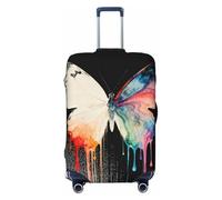 Zelinge Washable Luggage Cover Travel Suitcase Protector Anti Scratch Covers, Dripping Watercolor Butterfly Art Black, for 25-28 Inch Luggages L