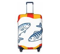 Zelinge Washable Luggage Cover Travel Suitcase Protector Anti Scratch Covers, Fish Red Stripes, for 22-24 Inch Luggages M