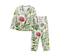 Zelinge Women’s Pajama Set Long Sleeve Lightweight Button Down Sleepwear Pjs Lounge Sets S-2XL, Diverse Floral Pattern, M