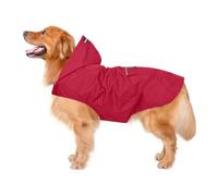 Zellar Dog Raincoat with Hood, Collar Hole, 100% Waterproof Ultra-Light Breathable Rainwear Rain Jacket with Safe Reflective Strips for Medium to Large Dog, Pink, 3XL