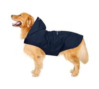 Zellar Dog Raincoat with Hood, Collar Hole, 100% Waterproof Ultra-Light Breathable Rainwear Rain Jacket with Safe Reflective Strips for Medium to Large Dog, Blue, 3XL