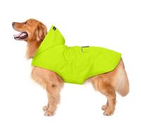 Zellar Dog Raincoat with Hood, Collar Hole, 100% Waterproof Ultra-Light Breathable Rainwear Rain Jacket with Safe Reflective Strips for Medium to Large Dog, Green, 6XL