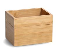 Zeller 13319 Storage Box Set 2 Pieces Bamboo Approx. 17 x 12 x 12 cm Stackable Box Set for Home, Office and Bathroom