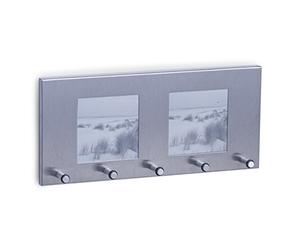 Zeller 13885 Key Holder with Photo Frame Stainless Steel Approx. 29 x 3.8 x 13 cm