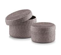 Zeller 14122 2-Piece 16 x 10/17 x 12 cm Basket Set with Lids Round PP Grey