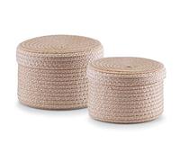 Zeller 14123 2-Piece 16 x 10/17 x 12 cm Basket Set with Lids Round PP Natural