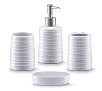 Zeller 18266 Ceramic Bathroom Access Set, White, 4-Piece