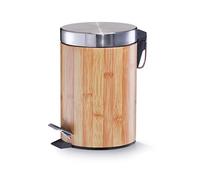 Zeller 18561 Pedal Bin, 3 Litres, Bamboo Design, Metal, Approx. Diameter 16.5 x 26.5 cm, Cosmetic Bin, Waste Bin for Bathroom