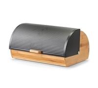Zeller 25365 Bread Bin Bamboo Metal Black Approx. 39 x 27 x 19 cm
