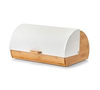 Zeller 25366 Bread Bin Bamboo/Metal White Approx. 39 x 27 x 19 cm Bread Storage Trendy White Bread Box Food Safe