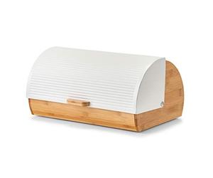 Zeller 25366 Bread Bin Bamboo/Metal White Approx. 39 x 27 x 19 cm Bread Storage Trendy White Bread Box Food Safe
