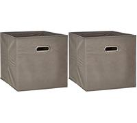 Zeller 32 x 32 x 32 cm Storage Box, Grey/Fleece (Pack of 2)