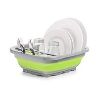 Zeller Collapsible Dish Drainer Plastic Grey Green/Anthracite Approx. 38.4 x 32.4 x 4.6/12 cm