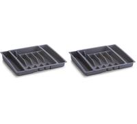 Zeller Cutlery Box, Grey, 29 x 38 x 6.5 cm (Pack of 2)