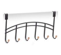 Zeller Door Hanger With 6 Hooks, Metal/Wood, Black