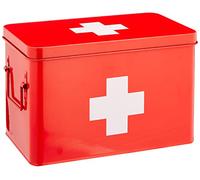 Zeller First Aid Box, Metal, Red, 32 x 19.5 x 20 cm