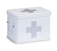 Zeller First Aid Box, Metal, White, 21.5 x 16 x 16 cm