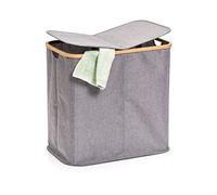 Zeller Laundry Hamper, 2 Compartments, Polyester/Bamboo, Grey