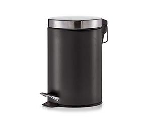 Zeller Present 3 Litre Metal/Stainless Steel Pedal Bin, Matt Black
