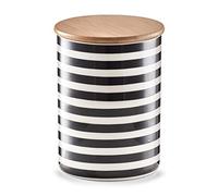 Zeller Stripes 19824 Storage Jar with Bamboo Lid Ceramic Approx. Diameter 11.5 x 15 cm