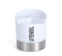 Zeller Utensil Holder 14,5x17cm in white, Stainless_Steel, 14.5 x 14.5 x 17 cm