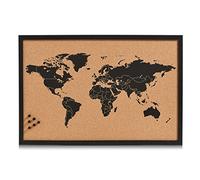 Zeller "World" Pin Board, Black, 60 x 40 cm