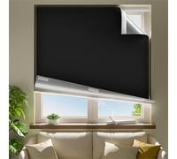 ZELMINE 24" W x 60" L 100% Portable Blackout Curtains, Total Darkness No-Drill Black Out Window Cover,Temporary Blackout Shades with Hook & Loop Tape, for Bedroom, Nursery, Dorm, Travel (Black)