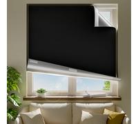ZELMINE 43" W x 36" L 100% Portable Blackout Curtains, Total Darkness No-Drill Black Out Window Cover,Temporary Blackout Shades with Hook & Loop Tape, for Bedroom, Nursery, Dorm, Travel (Black)
