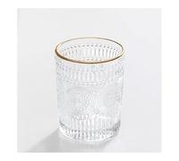 ZELNF Bathroom Accessories Set A Toothbrush Cup Simple Gold Rimmed Clear Glass Toothpaste Dispenser (Color : 1pcs-S)