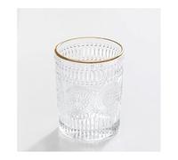 ZELNF Bathroom Accessories Set A Toothbrush Cup Simple Gold Rimmed Clear Glass Toothpaste Dispenser (Color : 1pcs-S)