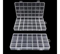 ZelongChen 2Pcs Useful 28 Grids Craft Storage Box Transparent Clear Grids Bead Container Keep House Clean Diamond Art Storage Box for Art Crafts