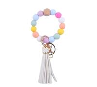 ZelongChen One Piece Convenient Beaded Bracelets Keychain Wallet Portable Women Beaded Bangle Keychain Useful Wristlet Keychain Bracelet for Car Key Ring Holders