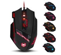 zelotes Gaming Mouse with Fire Button,9200 DPI,8 Programmable Buttons,8 Weight Blocks,Multi-Modes Backlit,Ergonomic Design,USB Wired Optical Mouse Mice for Laptop,PC,Mac,Black