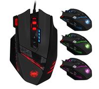 zelotes RGB Optical Gaming Mouse with Rapid Fire Button,4800 DPI (4-Level Adjustable), 12 Programmable Buttons,Adjustable Weights,USB Ergonomic Wired Mouse for Office/Gaming/Laptop/PC (Black)