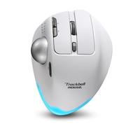 zelotes Wireless Trackball Mouse,Bluetooth Mouse,Rechargeable,4800 DPI, 2-in-1(BT 5.0/3.0+2.4GHz USB Receiver), 8 Buttons,Ergonomic Design,LED Lighting,for Laptop, PC, Pad,White