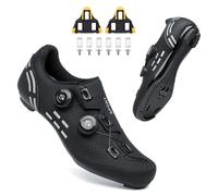 ZELOVOL Road Cycling Shoes/Mountain Cycling Shoes Unisex, Compatible with SPD/SPD-SL Pedals, Compatible Installation with Shimano/Look/Peloton Cleats Black with Yellow Cleats/Size UK 7.5