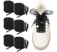 Zelphvt 3 Pairs Lace Shoelaces for Women Sneakers Black Wide Lace Shoelaces Hollow Flat Shoe Strings Cute Laces Shoe String 110cm 120cm 130cm Lengths, 2.5cm Wide Romantic Fancy Shoestrings